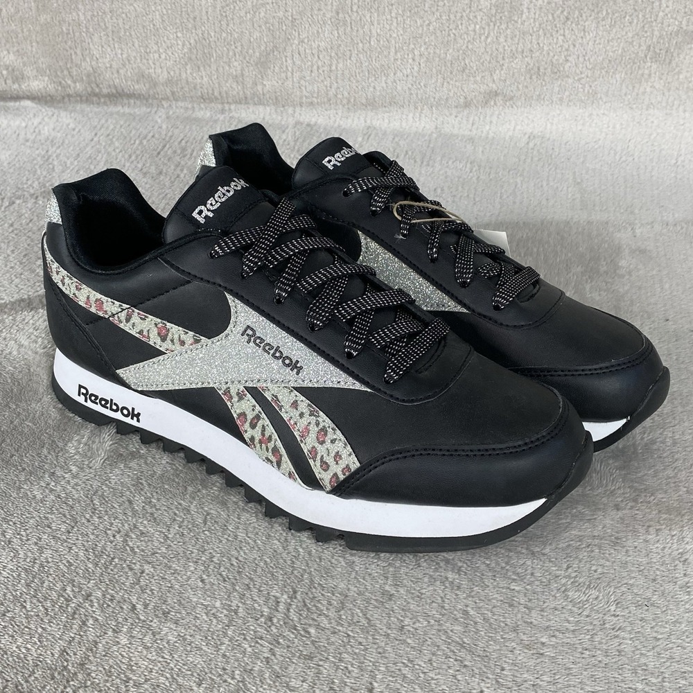 Reebok Royal Classic Jogger 2 Platform Girls 6.5 Women 8 Black Silver Casual NEW